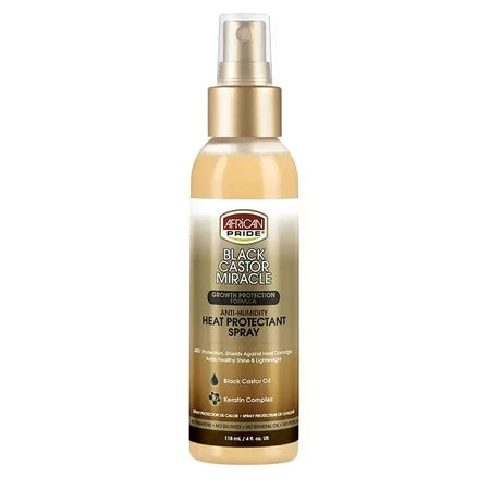 African Pride Black Castor Miracle Heat Protectant Spray 118ml/4oz