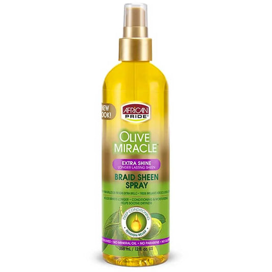 African Pride Olive Miracle Extra Shine Braid Sheen Spray 355ml/12oz