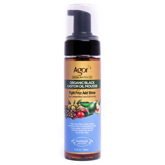 Agor Organic Black Castor oil Mousse with Jamaican black caster oil & aloe vera-200ml/6.76oz